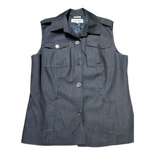 Calvin Klein Women Dark Gray Sleeveless Utility Vest Size 8